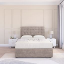"Sloomy Alabama Divan Bed Base No Drawers & 26"" Struts Headboard in Stone - Size: Single" - thumbnail 2