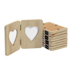 "Nicola Spring Rustic Hearts Folding 2 Photo Frames - 4 x 6"" - Pack of 5 in Natural" - thumbnail 1
