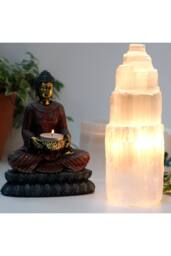 KDMD Natural Selenite Tower Lamp - Cleansing, Healing & Peaceful Light in Off-White - thumbnail 2