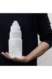 KDMD Natural Selenite Tower Lamp - Cleansing, Healing & Peaceful Light in Off-White - thumbnail 3