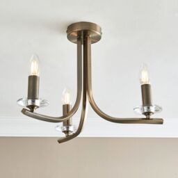 Pagazzi Morden 3 Light Antique Brass Semi Flush Ceiling Light in Gold - thumbnail 3
