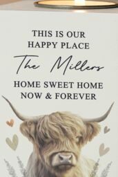 Personalised Memento Company Personalised Highland Cow Wooden Tealight Holder in White - thumbnail 3