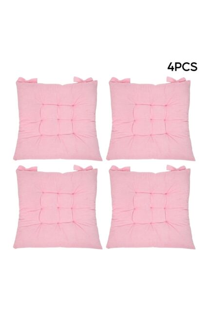 Living and Home Set of 4 Comfortable Square Chair Cushions in Pink - image 1