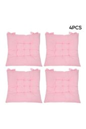 Living and Home Set of 4 Comfortable Square Chair Cushions in Pink - thumbnail 1