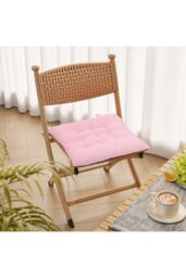 Living and Home Set of 4 Comfortable Square Chair Cushions in Pink - thumbnail 2