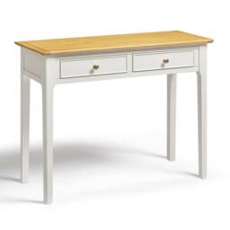 FurnitureboxUK Belle 2 Drawer Solid Oak Wood & Cream Console Table - thumbnail 2