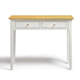 FurnitureboxUK Belle 2 Drawer Solid Oak Wood & Cream Console Table - thumbnail 3
