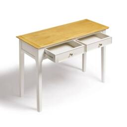 FurnitureboxUK Belle 2 Drawer Solid Oak Wood & Cream Console Table - thumbnail 4