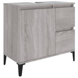 Berkfield Home Modern 3 Piece Bathroom Cabinet Set Grey Sonoma Engineered Wood - thumbnail 5