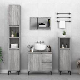 Berkfield Home Modern 3 Piece Bathroom Cabinet Set Grey Sonoma Engineered Wood - thumbnail 2