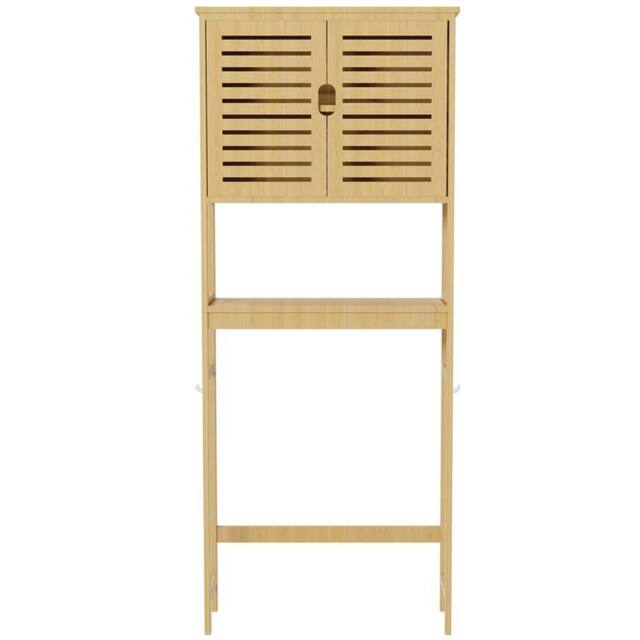 VOGREX Bamboo 3-Tier Storage Rack Over Toilet, Washing Machine Shelf in Brown - image 1