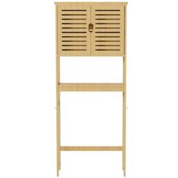 VOGREX Bamboo 3-Tier Storage Rack Over Toilet, Washing Machine Shelf in Brown