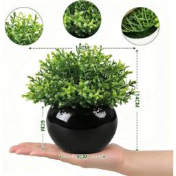 VOGREX Artificial Plants for Home Decor Indoor, 4 Pcs Fake Potted in Black - thumbnail 2