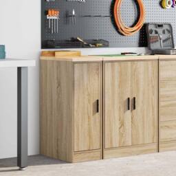 Berkfield Home Garage Storage Cabinet Sonoma Oak 30x51x85 cm Solid Wood Pine in Brown - Size: 30 x 51 x 85 cm - thumbnail 3