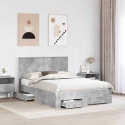 Berkfield Home Bed Frame Concrete Grey 160 x 200 cm Engineered Wood - thumbnail 3