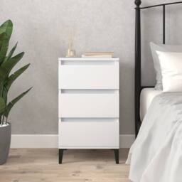 Berkfield Home Durable Bedside Cabinet White 40x35x70 cm Engineered Wood - Size: 40 x 35 x 70 cm - thumbnail 2