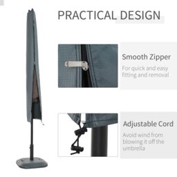 OUTSUNNY Parasol Cover, Patio Cantilever Cover, Banana Umbrella Cover in Grey - thumbnail 5