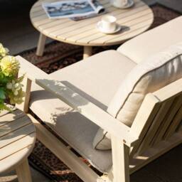 Direct Wicker 6-Piece Acacia Wood Outdoor Sectional Sofa Set, Naturally Sanded in Cream - Size: 5 Pack - thumbnail 2