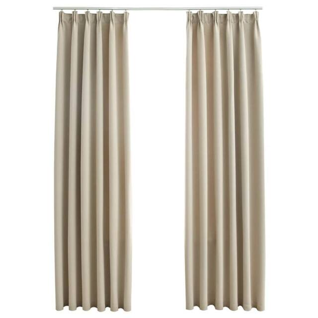 Berkfield Home Blackout Curtains with Hooks 2 pcs Beige 140x225 cm - image 1