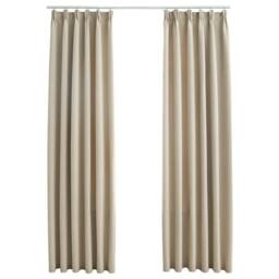 Berkfield Home Blackout Curtains with Hooks 2 pcs Beige 140x225 cm - thumbnail 1