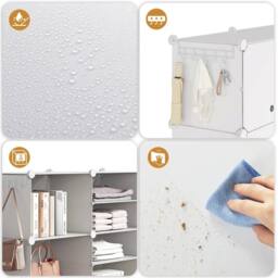 KORVIXA White 8 PCS Portable Plastic Shoe Cabinet with Door - Size: 100 cm - thumbnail 3