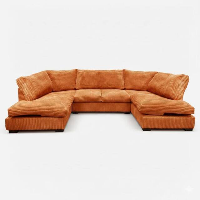 SOFASELECTION UK Jumbo Cord U Shaped Full Back Sofa in Orange - Size: 6 Person - image 1