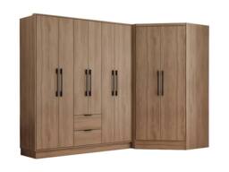 Vente-unique 8 - Door Corner Wardrobe With 2 Drawers - L263 Cm - Color: Natural in Light Oak - thumbnail 5