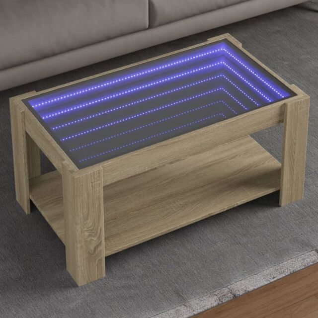 Berkfield Home Coffee Table with LED Sonoma Oak 93x53x45 cm Engineered Wood in Brown - Size: 93 x 53 x 45 cm - image 1