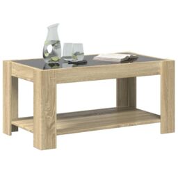 Berkfield Home Coffee Table with LED Sonoma Oak 93x53x45 cm Engineered Wood in Brown - Size: 93 x 53 x 45 cm - thumbnail 5