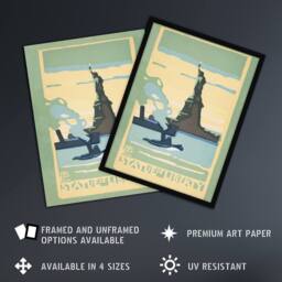 "Artery8 Statue of Liberty New York City Rachael R Elmer Wall Art Poster Print in Green - Size: W18"" x H24""" - thumbnail 2
