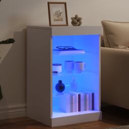 Berkfield Home Sideboard with LED Lights White 41x37x67 cm - Size: 41 x 37 x 67 cm - thumbnail 4