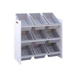 Xample 3 Tier Kids Children Toy Shelf Storage Organizer Unit W/ 9 Bins in White - thumbnail 4