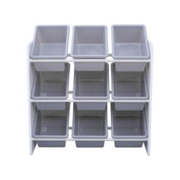 Xample 3 Tier Kids Children Toy Shelf Storage Organizer Unit W/ 9 Bins in White - thumbnail 3