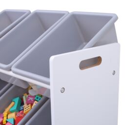 Xample 3 Tier Kids Children Toy Shelf Storage Organizer Unit W/ 9 Bins in White - thumbnail 2