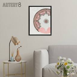 "Artery8 Vintage Pink Gold Plate Design Framed Canvas Wall Art Print Noritake - Size: W12"" x H16""" - thumbnail 3