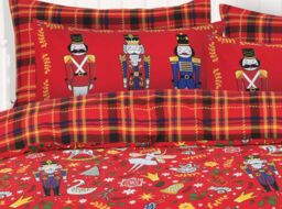Velosso Nutcracker Cotton Rich Printed Duvet Cover & Pillowcase Set in Red - Size: King - thumbnail 2