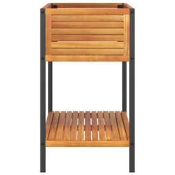 Berkfield Home Garden Planter with Shelf 80x45x80 cm Solid Wood Acacia & Steel in Brown - Size: 80 x 45 x 80 cm - thumbnail 5