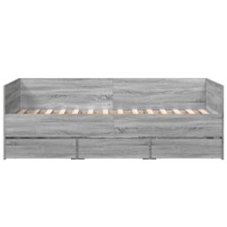 Berkfield Home Daybed with Drawers without Mattress Grey Sonoma 90x190 cm Single - thumbnail 4