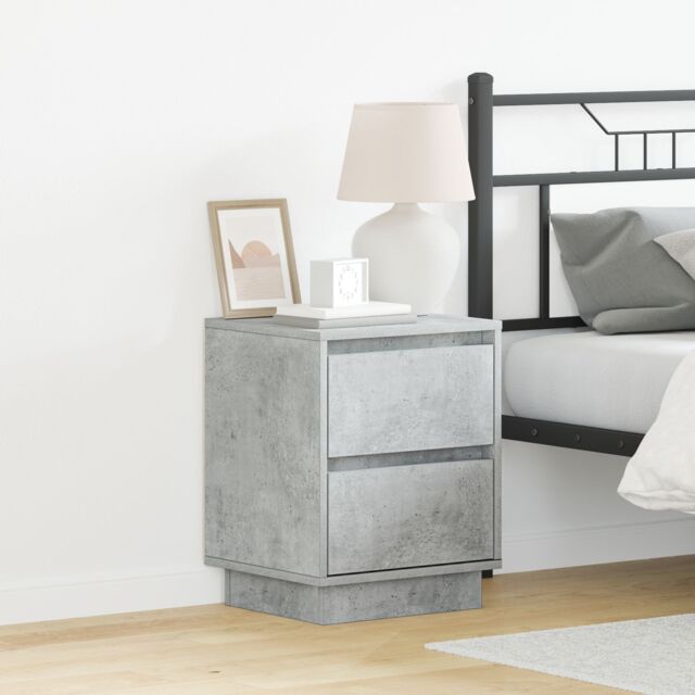 Berkfield Home Bedside Cabinet with LED Lights Concrete Grey 39x34.5x50 cm - image 1
