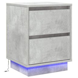 Berkfield Home Bedside Cabinet with LED Lights Concrete Grey 39x34.5x50 cm - thumbnail 2