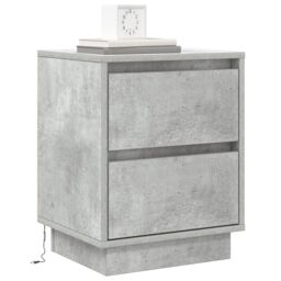 Berkfield Home Bedside Cabinet with LED Lights Concrete Grey 39x34.5x50 cm - thumbnail 3