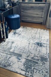 Kukoon Silver Blue Grey Modern Abstract Distressed Area Rug Living Room Décor in Baby Blue - Size: 80 cm x 150 cm - thumbnail 3