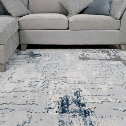 Kukoon Silver Blue Grey Modern Abstract Distressed Area Rug Living Room Décor in Baby Blue - Size: 80 cm x 150 cm - thumbnail 6