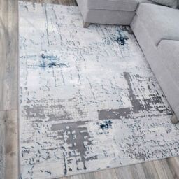 Kukoon Silver Blue Grey Modern Abstract Distressed Area Rug Living Room Décor in Baby Blue - Size: 80 cm x 150 cm - thumbnail 4