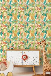Hoopla Walls Animal Kingdom 10m Matt Wallpaper in Green - thumbnail 1