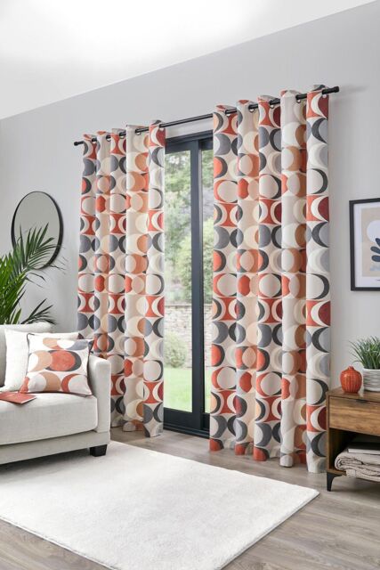 Fusion 'Sander' 100% Cotton Light Filtering Pair of Eyelet Curtains in Dark Red - Size: 117 cm width x 183 cm drop - image 1