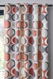 Fusion 'Sander' 100% Cotton Light Filtering Pair of Eyelet Curtains in Dark Red - Size: 117 cm width x 183 cm drop - thumbnail 2