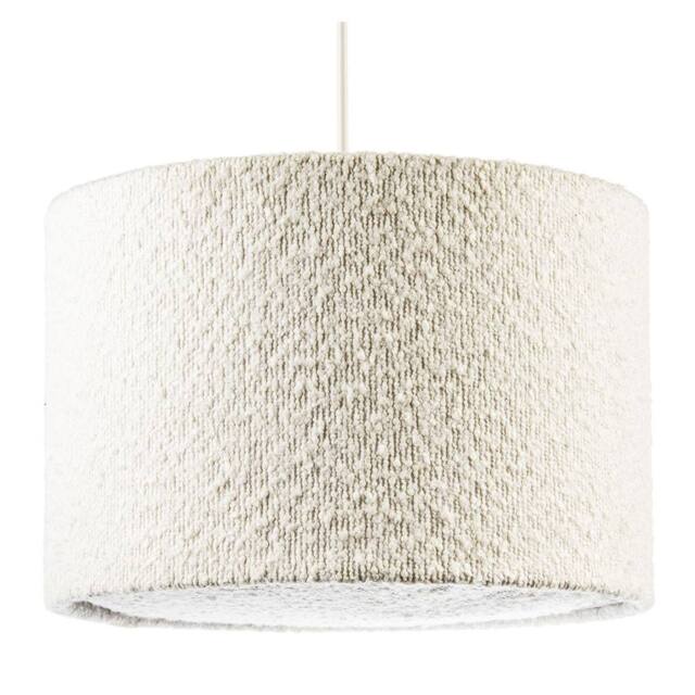 Happy Homewares Luxuriously Textured Boucle Lamb Wool Fabric Pendant Lighting Shade in White - image 1