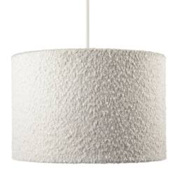 Happy Homewares Luxuriously Textured Boucle Lamb Wool Fabric Pendant Lighting Shade in White - thumbnail 4