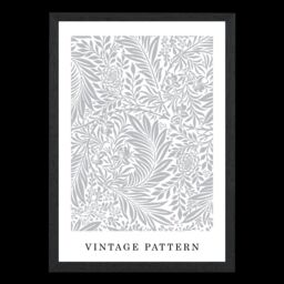 ARTZE Vintage William Morris Larkspur in Grey & White Art Print / Black Frame / SIZE: A3 - Size: A4 - thumbnail 2